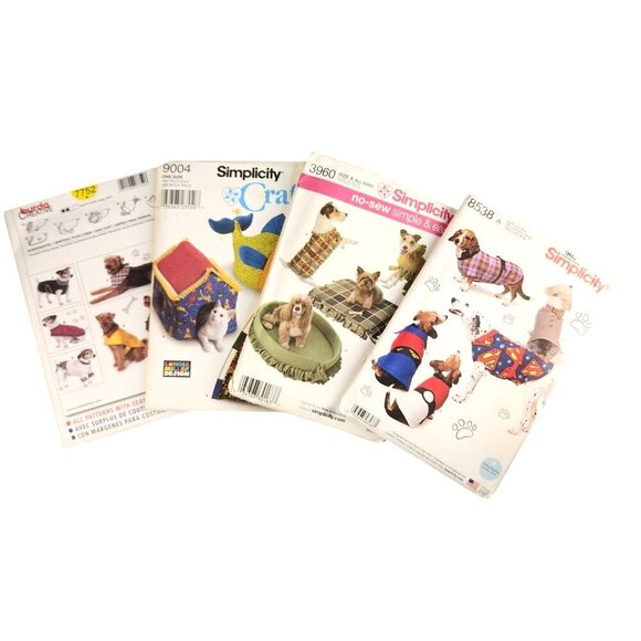 Simplicity Burda Sewing Patterns For Pets Dog Clothes Beds & Cat Toys Lot Of 4 - Picture 1 of 9
